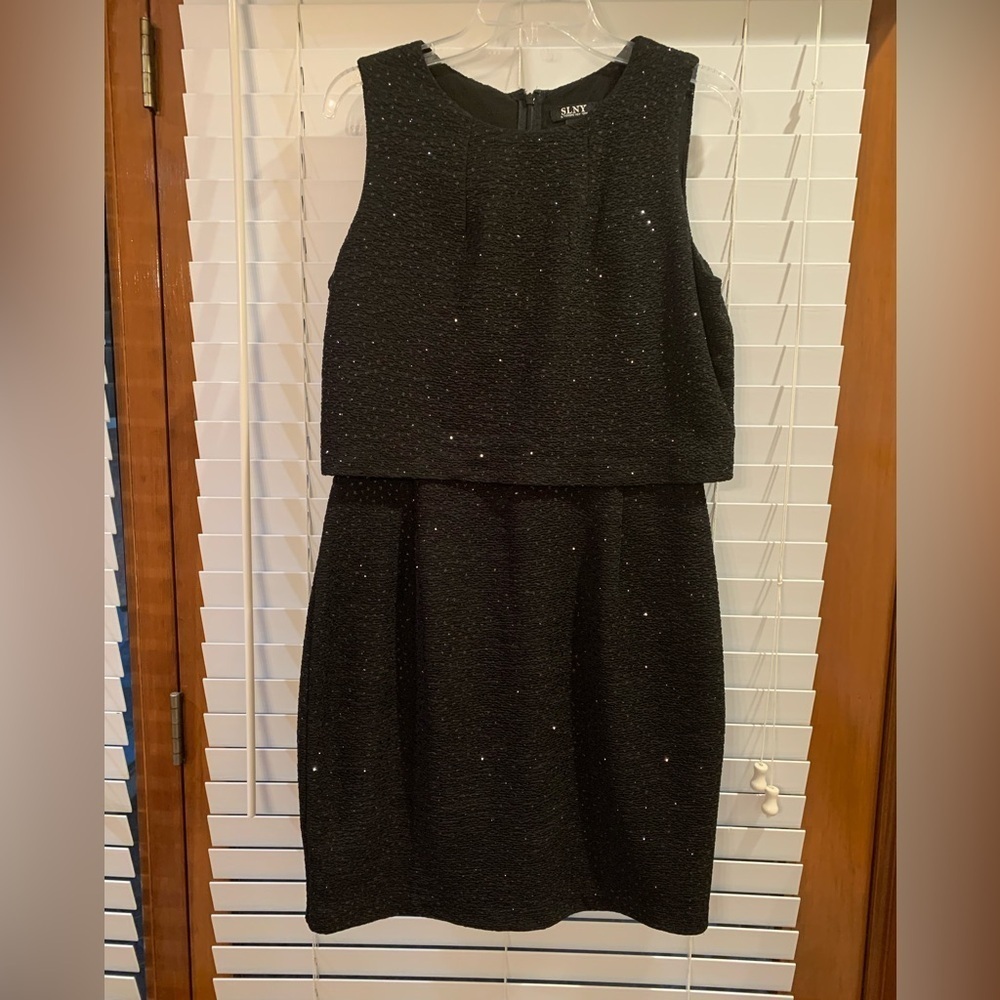 SLNY Black Sparkly Sleeveless Classic Dress Size 12